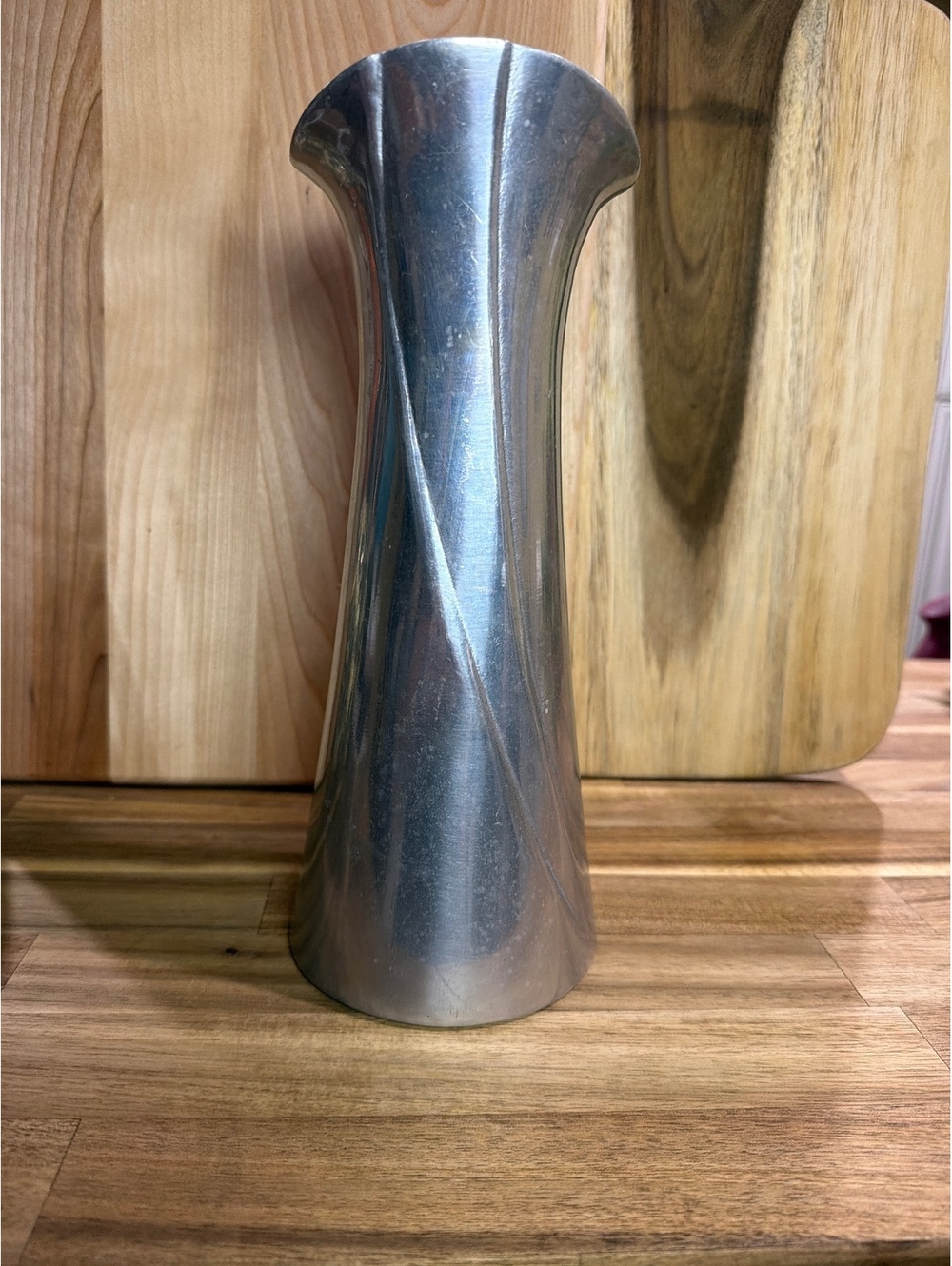 Vintage Aluminum Pitcher Vase with Swirl Design